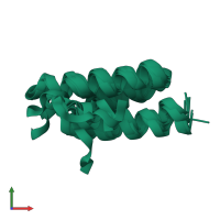 PDB entry 2lhg coloured by chain, ensemble of 10 models, front view.