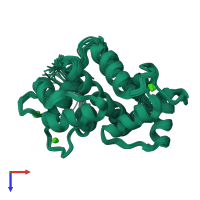 PDB entry 2lhi coloured by chain, ensemble of 20 models, top view.