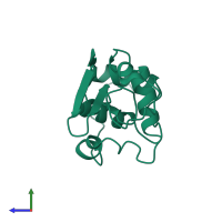 Monomeric assembly 1 of PDB entry 2lhm coloured by chemically distinct molecules, side view.