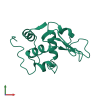 PDB entry 2lhm coloured by chain, front view.
