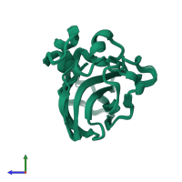PDB entry 2lhs coloured by chain, ensemble of 20 models, side view.