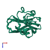 PDB entry 2lhs coloured by chain, ensemble of 20 models, top view.