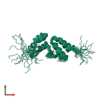 PDB entry 2lht coloured by chain, ensemble of 20 models, front view.