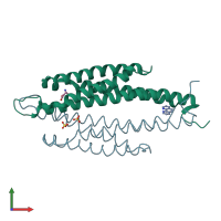 PDB entry 2lig coloured by chain, front view.