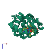 PDB entry 2lir coloured by chain, ensemble of 20 models, top view.