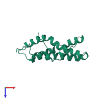 PDB entry 2lis coloured by chain, top view.