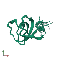 PDB entry 2lj0 coloured by chain, ensemble of 15 models, front view.