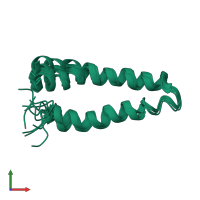 PDB entry 2lj2 coloured by chain, ensemble of 10 models, front view.