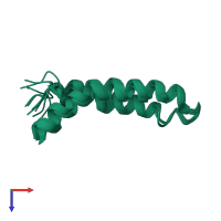 PDB entry 2lj2 coloured by chain, ensemble of 10 models, top view.