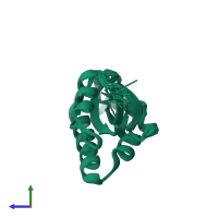 PDB entry 2lj4 coloured by chain, ensemble of 20 models, side view.