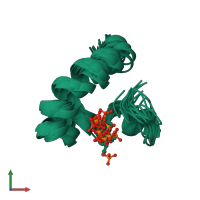 PDB entry 2ljd coloured by chain, ensemble of 15 models, front view.