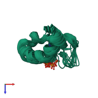 PDB entry 2ljd coloured by chain, ensemble of 15 models, top view.