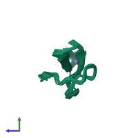 PDB entry 2lk0 coloured by chain, ensemble of 20 models, side view.