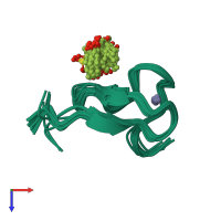 PDB entry 2lk1 coloured by chain, ensemble of 20 models, top view.