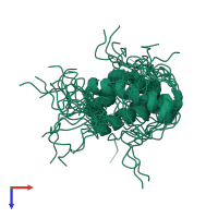 PDB entry 2lk2 coloured by chain, ensemble of 20 models, top view.