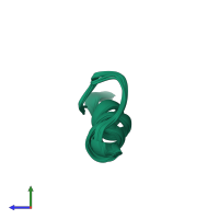 PDB entry 2lke coloured by chain, ensemble of 20 models, side view.