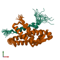 PDB entry 2lkm coloured by chain, ensemble of 20 models, front view.