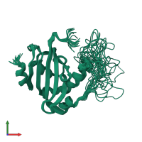 PDB entry 2lkn coloured by chain, ensemble of 20 models, front view.