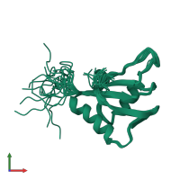 PDB entry 2lkz coloured by chain, ensemble of 20 models, front view.