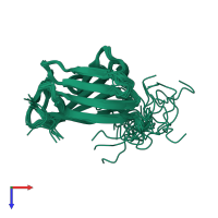 PDB entry 2lll coloured by chain, ensemble of 20 models, top view.