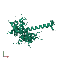 PDB entry 2llm coloured by chain, ensemble of 20 models, front view.