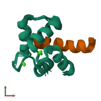 PDB 2llq coloured by chain and viewed from the front.