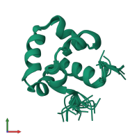 PDB entry 2llv coloured by chain, ensemble of 21 models, front view.