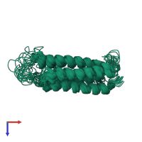 PDB entry 2lly coloured by chain, ensemble of 20 models, top view.