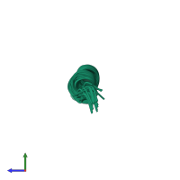 PDB entry 2lmf coloured by chain, ensemble of 20 models, side view.