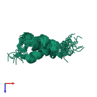PDB entry 2lmk coloured by chain, ensemble of 20 models, top view.