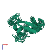 PDB entry 2ln8 coloured by chain, ensemble of 10 models, top view.