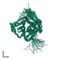 PDB entry 2lnc coloured by chain, ensemble of 20 models, front view.