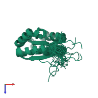 PDB entry 2lnd coloured by chain, ensemble of 20 models, top view.