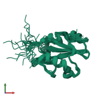 PDB entry 2lnx coloured by chain, ensemble of 20 models, front view.