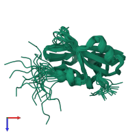 PDB entry 2lnx coloured by chain, ensemble of 20 models, top view.