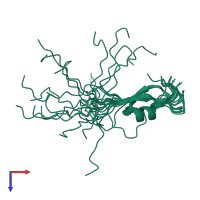 PDB entry 2lo3 coloured by chain, ensemble of 20 models, top view.