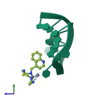 PDB entry 2loa coloured by chain, side view.