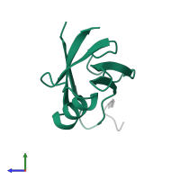 Golgi-associated PDZ and coiled-coil motif-containing protein in PDB entry 2lob, assembly 1, side view.