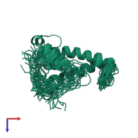 PDB entry 2lom coloured by chain, ensemble of 20 models, top view.