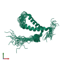 PDB entry 2lon coloured by chain, ensemble of 20 models, front view.
