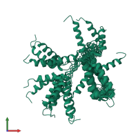 PDB entry 2loo coloured by chain, ensemble of 20 models, front view.