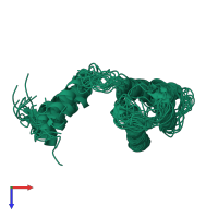 PDB entry 2lop coloured by chain, ensemble of 20 models, top view.