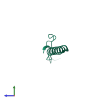 PDB entry 2lpf coloured by chain, side view.