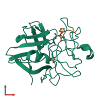 Hetero dimeric assembly 1 of PDB entry 2lpr coloured by chemically distinct molecules, front view.