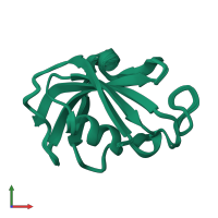 PDB entry 2lpv coloured by chain, ensemble of 20 models, front view.