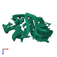 PDB entry 2lpw coloured by chain, ensemble of 10 models, top view.