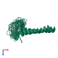 PDB entry 2lq4 coloured by chain, ensemble of 36 models, top view.