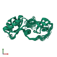 PDB entry 2lq8 coloured by chain, ensemble of 20 models, front view.