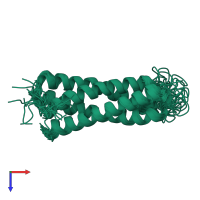 PDB entry 2lqg coloured by chain, ensemble of 20 models, top view.