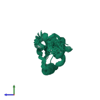 PDB entry 2lqo coloured by chain, ensemble of 20 models, side view.